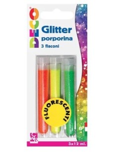 GLITTER  3 flaconi 12 ml FLUO (6 Pz)
