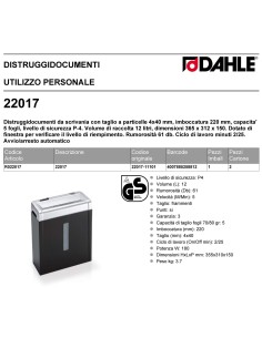 DISTRUGGI DOCUMENTI DAHLE 22017-11101 2