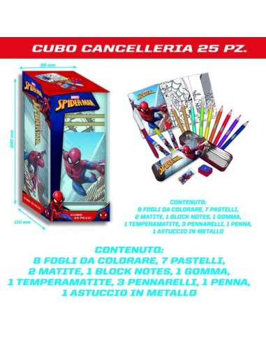 CUBO CANCELLERIA SPIDERMAN 25 Pz 24 x 11 cm