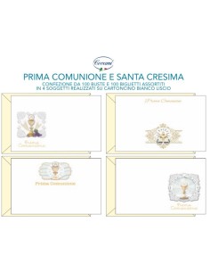 BIGLIETTI PRIMA COMUNIONE 4 sogg. 9x13 (f.to 9) (100/100 Pz)