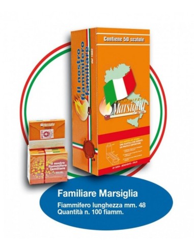 FIAMMIFERO FAMILIARE MARSIGLIA ARANCIO 100 pz (50 sc)