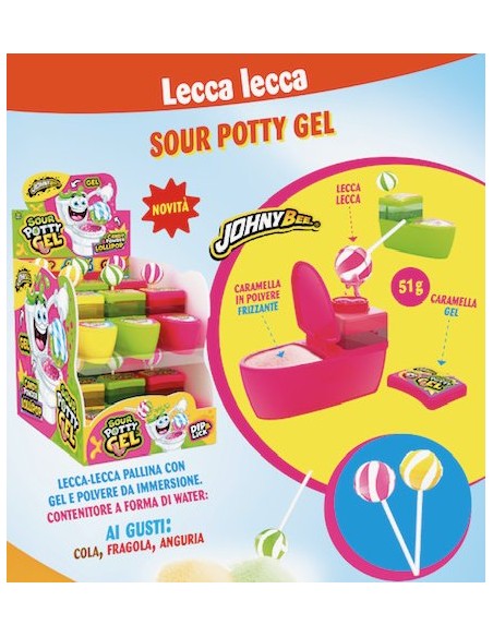 SOUR POTTY GEL LOLLI POP 51gr (12 Pz)