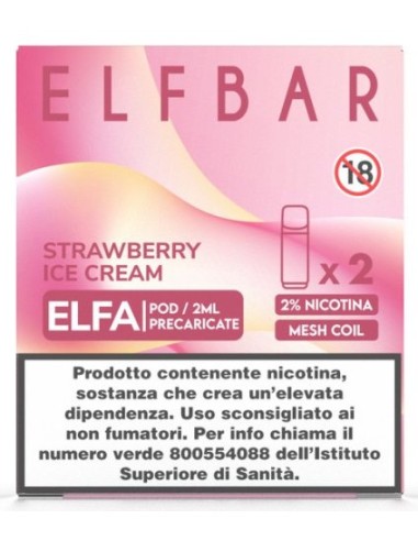 ELFBAR ELFA PREFIL. 2 Refill POD STRAWBERRY ICE CREAM 20 ml cod.