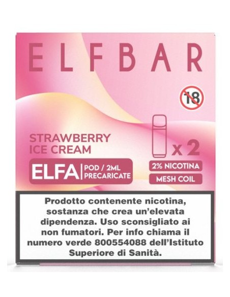 ELFBAR ELFA PREFIL. 2 Refill POD STRAWBERRY ICE CREAM 20 ml cod.