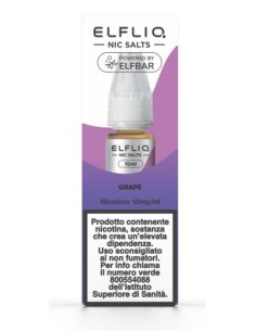 ELFLIQ NIC SALTS E-LIQUIDS GRAPE NICOTINA 1% 10 ml (5 Pz) cod.pr