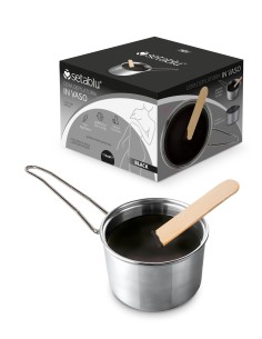 CERA DEPILATORIA IN VASO 110ml BLACK CON SPATOLA E MANICO INCLUS