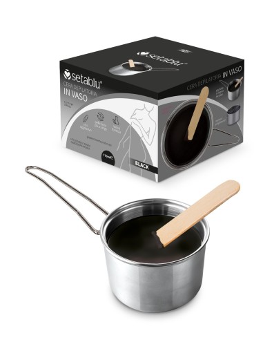 CERA DEPILATORIA IN VASO 110ml BLACK CON SPATOLA E MANICO INCLUS