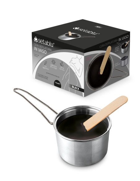 CERA DEPILATORIA IN VASO 110ml BLACK CON SPATOLA E MANICO INCLUS