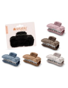 PINZA PER CAPELLI IN PELUCHE RETTANGOLARE (12  Pz)