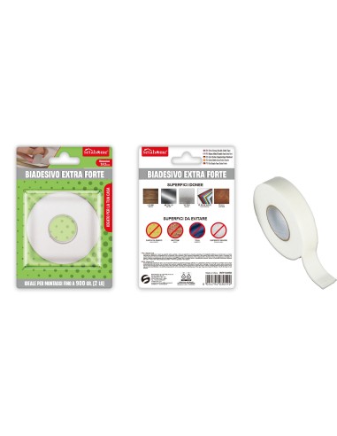 NASTRO BIADESIVO EXTRA FORTE 1.2 cm x 2 mt (12 pz)