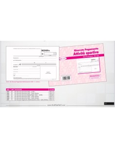 BLOCCO RICEVUTE ATTIVITA' SPORTIVE 120x170 50x2 COPIE (15 Pz)